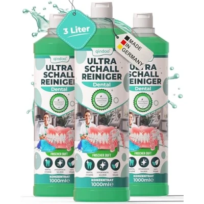 Abbildung von Qindoo 3L Dental Ultraschallreiniger Reinigungskonzentrat für Ultraschall Prothesenreiniger, Zahnprothesen, Zahnersatzreinigung, Zahnschiene (3 Liter)