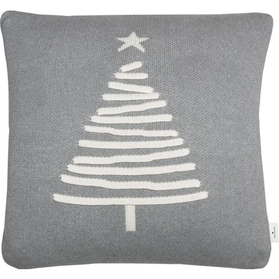 Abbildung von TOM TAILOR HOME Dekokissen &quot;Knitted Shiny Tree&quot;, Gestrickte Kissenhülle ohne Füllung mit Weihnachtsbaum Motiv, 1 Stück