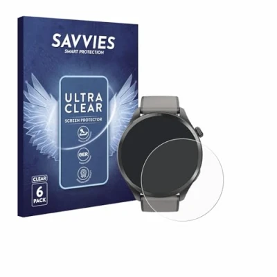 Abbildung von Savvies 6 Stück Schutzfolie für Hama Smartwatch 9000 Displayschutz Folie Ultra Transparent