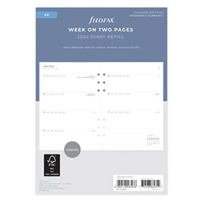 Abbildung von FILOFAX Kalendereinlage Minimal week to view Diary Refill Pack A5 2024