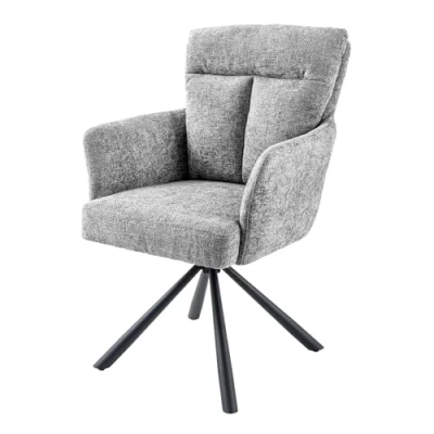 Abbildung von riess ambiente Polsterstuhl BIG GEORGE grau / schwarz (Einzelartikel, 1 St), Esszimmer · Strukturstoff 360 drehbar mit Armlehne Design