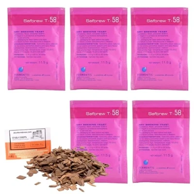 Abbildung von 5 x Fermentis Hefe T 58 + Eichenholz Chips, Bierhefe, Brauhefe