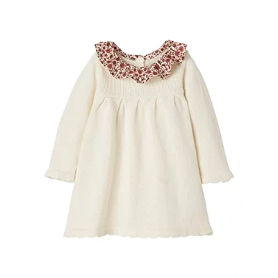 Abbildung von VERTBAUDET Baby Strickkleid mit Stoffkragen wollweiß 80