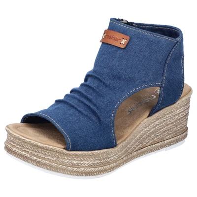 Abbildung von Rieker Plateausandalette, Damen, Größe: 39, Blau Schuhe