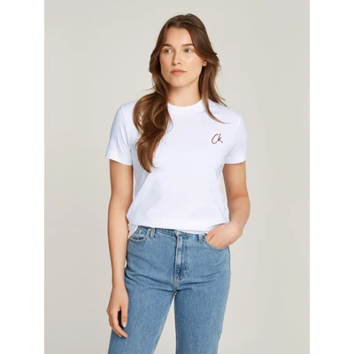 Abbildung von Calvin Klein Jeans Label Regular TEE Tshirt basic, Damen, Größe: XL, Bright white
