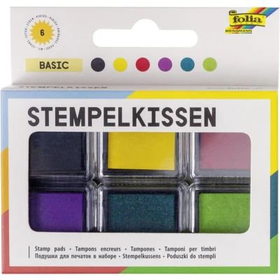 Abbildung von folia 30180 Stempelkissen Set basic, 6 Stempelkissen, in verschiedenen Farben, ideal zum Verzieren von Karten und anderen Bastelarbeiten