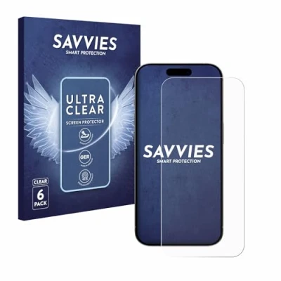 Abbildung von Savvies 6 Stück Schutzfolie für Apple iPhone 15 Pro Displayschutz Folie Ultra Transparent