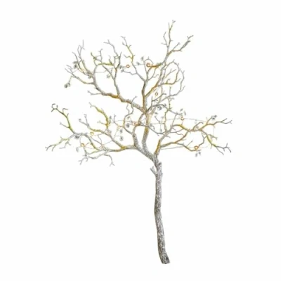 Abbildung von Loberon Deko Zweig Orélie, naturgetreue Anmutung, handgefertigt, Dekoration, Dekoelement, Kunstblumen, Eisendraht, Kunststoff, grau/grün