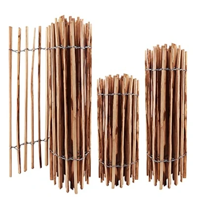 Abbildung von Aquagart Staketenzaun Höhen 50cm 120cm hoch Lattenabstand 3 5cm Gartenzaun Kastanienzaun aus Haselnuss Langlebiger Holzzaun Zaun Rollzaun inkl. Krampen (Haselnuss 80cm, 5m)