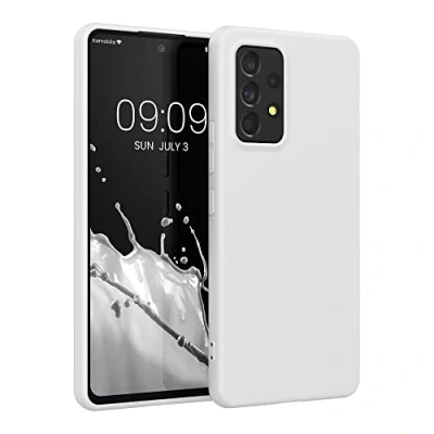 Abbildung von kwmobile Hülle kompatibel mit Samsung Galaxy A53 5G weiches TPU Silikon Case Cover geeignet für kabelloses Laden Weiß matt