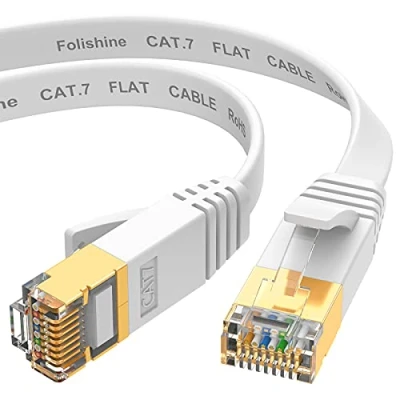 Abbildung von Folishine Cat7 Ethernet Kabel 5m, Hochgeschwindigkeits Gigabit RJ45 LAN Netzwerkkabel, 10Gbps 600Mhz Internet Patchkabel für Switch Router Modem Patch Panel PC (weiß)