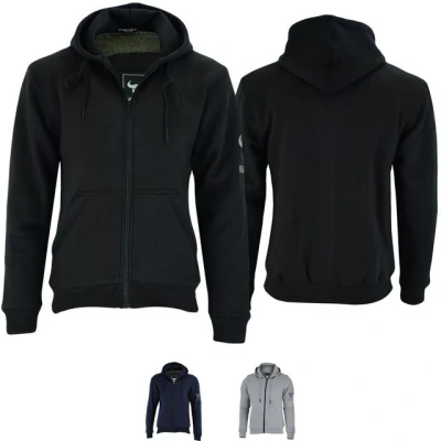 Abbildung von BULLDT Herren Motorrad Hoodie Schutzjacke Reißverschluss mit Abnehmbarer Protektoren, 60/4XL, Schwarz