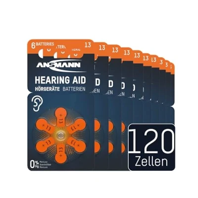 Abbildung von ANSMANN Hörgerätebatterien Typ 13 orange P13 PR48 ZL2,120 Stück, German Quality Check, Vorratspack, Batterien für Hörgeräte &amp; Hörhilfen, leicht greifbar