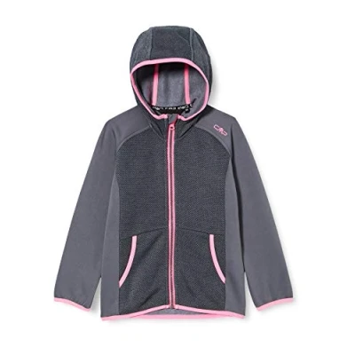 Abbildung von CMP Kinder Knit Tech Jacke mit fester Kapuze, Graphit Schwarz, 104