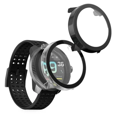 Abbildung von kwmobile 2X Cover kompatibel mit Suunto Race S Hülle Fullbody Fitnesstracker Case Set aus Glas Transparent Schwarz