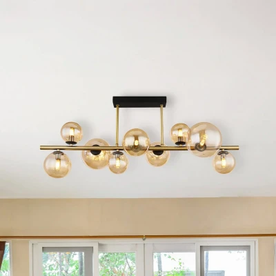 Abbildung von GLOBO LIGHTING Deckenleuchte Wohnzimmer LED Deckenlampe Deckenstrahler Amber Kugeln, Glaskugeln, wechselbar, Warmweiß, Messing Farben