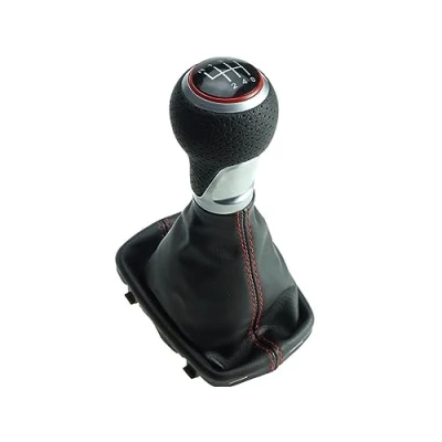 Abbildung von Newtown2700 parts Schaltknauf Schaltsack mit roter Naht, 12 mm Aufnahme kompatibel für Audi A3 8L 1.8 1.9 TDI ROT 6 Gang BJ 2000 2003