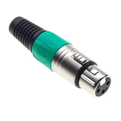 Abbildung von Keple 3 polige XLR Buchse, grün Buchse für Audio Mikrofon DMX Stecker, nicked plated Adapter, Metallstecker mit Kunststoffgehäuse