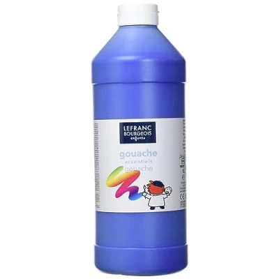 Abbildung von Lefranc Bourgeois 188519 Value Kinder Gouachefarbe auf Wasserbasis, leuchtende Farben, deckend, gebrauchsfertig, abwaschbar, Dosieröffnung, 1000ml Flasche Dunkelblau
