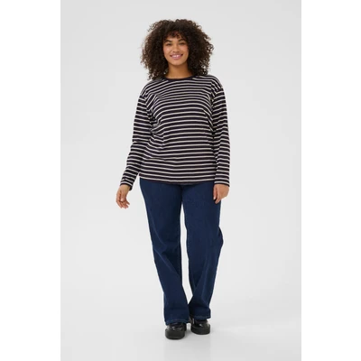 Abbildung von Kaffe Curve Winni Langarmshirt, Damen, Größe: 50/52, Dawn purple turtledove stripe