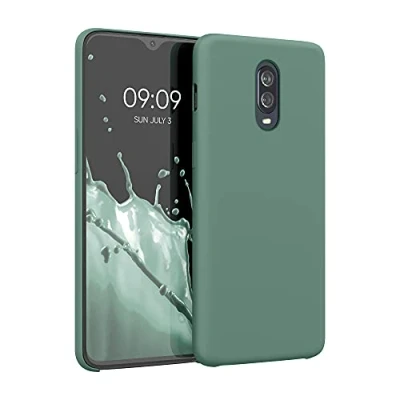 Abbildung von kwmobile Hülle kompatibel mit OnePlus 6T Silikon Handy Case Handyhülle weiche Oberfläche kabelloses Laden Tannengrün