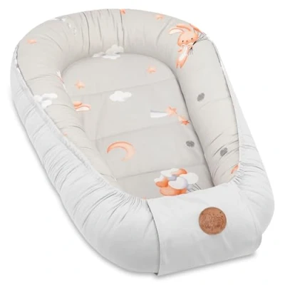 Abbildung von Babynest Kokon Neugeborene 90 x 50 cm Handmade Kuschelnest Baby Nestchen aus Baumwolle Kaninchen