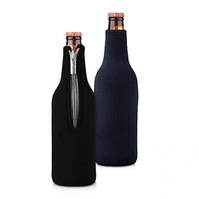 Abbildung von kwmobile 2x 330 500ml Flasche Flaschenkühler für Bier und andere Getränke aus isoliertem Neopren Kühler in Schwarz Dunkelblau