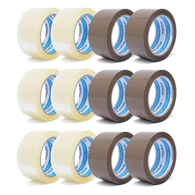 Abbildung von gws Paketklebeband 6 Rollen farblos + braun Geräuscharmes Universalklebeband zum Verpacken von Paketen Hohe Klebekraft Profi Qualität 66 m Länge 50 mm Breite