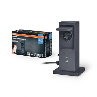 Abbildung von OSRAM SMART+ WiFi Outdoor Terminal EU mit integriertem Repeater &amp; 2 Steckdosen, weiß, 230V, erweitert die WLAN Zone im Freien, Kopplung von drahtlosen Geräten, App steuerbar, 3 Jahre Garantie, IP44