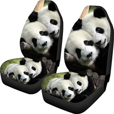 Abbildung von SEANATIVE Autositzbezug, universal, 2 teilig, Tier Panda Druck, Stretch, weich, Luftkissen, Satteldecke, Kissen