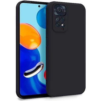 Abbildung von MyGadget Hülle für Xiaomi Redmi Note 11 11s Zweilagige Handyhülle mit Kameraschutz Cover Innenfutter &amp; Silikon außen Schwarz