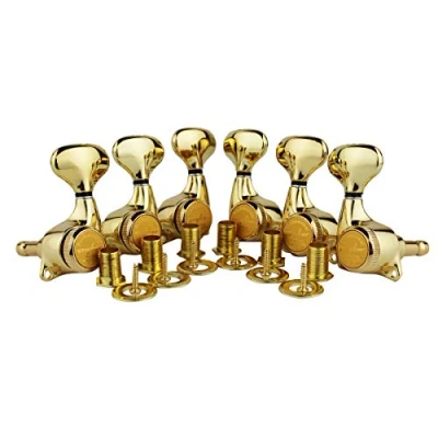Abbildung von Guyker Guitar Locking Tuners (3L + 3R) 1:21 Lock String Tuning Key Pegs Machine Head Set Replacement for ST TL SG LP Style Electric, Folk or Acoustic Guitars Golden