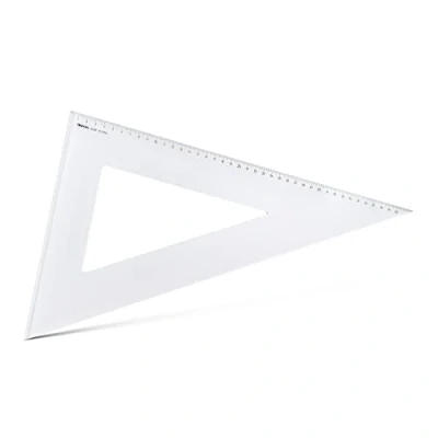 Abbildung von Aristo AR6042F Dreieck 60 mit Facette (lange Kathete 420mm, Hypotenuse 485mm, abriebfeste Tiefprägung der Teilung, Plexiglas) transparent