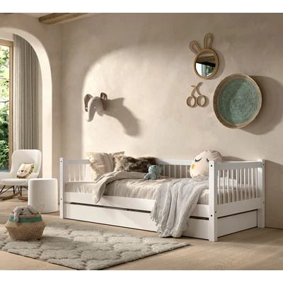 Abbildung von Home affaire Einzelbett, (Made in Europe), mit LF 90x200 cm, wahlweise o. ohne Bettschublade, Buche weiß
