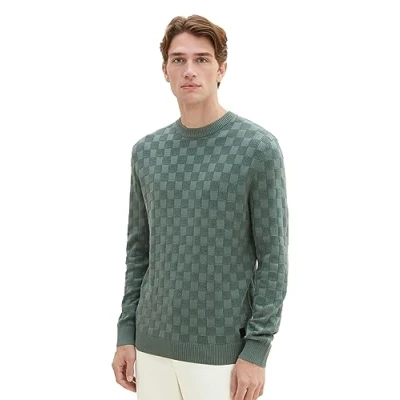 Abbildung von TOM TAILOR Herren 1038672 Basic Strick Pullover mit Struktur, 19643 green dust, XXL