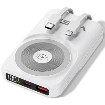 Abbildung von Powerbank USB C [10.000mAh] Magnetische kompatibel mit Magsafe &amp; iPhone 12/13/14/15/16 Pro Portable Charger Wireless Induktion Kabel (Alle Smartphone Typen)