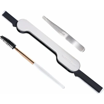 Abbildung von TWEEZERMAN Augenbrauen &amp; Gesichtspflege Set (Pinzette, Gesichtshaarrasierer und Augenbrauenbrüstchen, Brow Facial Grooming Kit), Silber