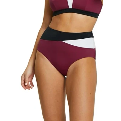 Abbildung von SANS COMPLEXE Women&#039;s Beyond The Beach Badeanzug, hoch geschwächtes Höschen, jenseits des Strandmodells, 50, Plum Colorblock, 50 52