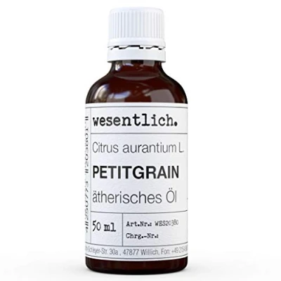 Abbildung von Petitgrainöl reines ätherisches Öl von wesentlich. 100% naturrein aus der Glasflasche (50ml)
