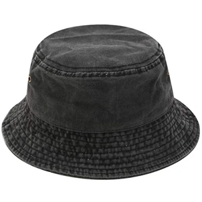 Abbildung von Yixda Vintage Cotton Fischerhut Sonnenhut Washed Retro Outdoor Bucket Hat (Schwarz)