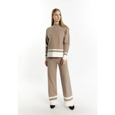 Abbildung von DREIMASTER klassische Damen Strickhose M / Schlamm Off White 49% Viskose 31% Polyester 20% recyceltes Nylon