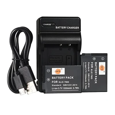 Abbildung von DSTE KLIC 7003 Li Ionen Batterie (2 Pack) und Micro USB Ladegerät Anzug für Kodak EasyShare M381 M420 V1003 V803 Z950 M380