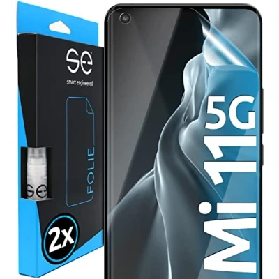 Abbildung von s.e Schutzfolie für Xiaomi Mi 11 5G, 2 Stück, Full Screen, Positionierhilfe, Mi11 5G Schutzfolie, transparente Displayfolie, funktionierende Alternative zu Schutzglas, Schutzglasfolie
