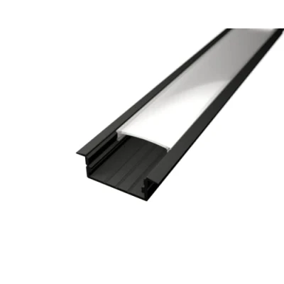 Abbildung von LED Einbauprofil WIDE IN 20 Aluminium Silber für Streifen inkl. Abdeckung klar oder milchig, Bänder bis max. 20mm Montage Leiste (2m Profil Schwarz + matte Abdeckung)
