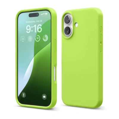 Abbildung von elago Premium Liquid Silikon Hülle Kompatibel mit iPhone 16 Hülle, Ganzkörper Handyhülle, Stoßfest, Schlanke Kratzfester weicher Mikrofaser Innenfutter, 6.1 Zoll (Limettegelb)
