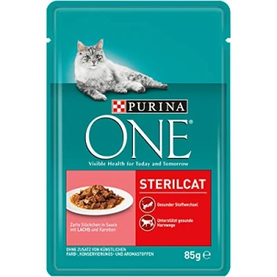 Abbildung von PURINA ONE Katzennassfutter, hochwertige Katzennahrung, reich an Vitaminen und Mineralstoffen, 24er Pack (24 x 85 g Beutel)