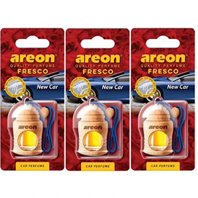 Abbildung von AREON Fresco Auto Duft New Car Neues Neuwagen Blau Glas Duftflakon Holz Flakon Hängend Anhänger Spiegel 4ml (Pack x 1)