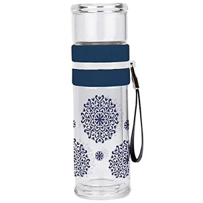 Abbildung von infinite by GEDA LABELS (INFKH) Unisex Jugend Glasflasche mit Teesieb Trinkflasche, bunt, 400ml