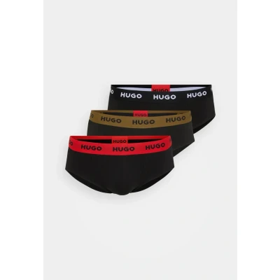 Abbildung von HUGO Hipbrief 3 PACK Slip, Herren, Größe: Small, Black/khaki/red