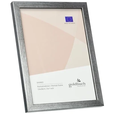 Abbildung von goldbuch Bilderrahmen Skandi 13x18 cm, Einzelrahmen aus Echt Holz, Portraitrahmen zum Stellen, Holzrahmen mit Wandhalterung, Foto Rahmen, Frame Silber